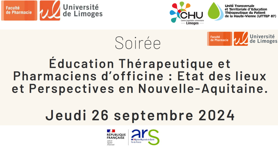 Education Thérapeutique et Pharmaciens d’officine&nbsp;: Etats des lieux et Perspectives en Nouvelle-Aquitaine 